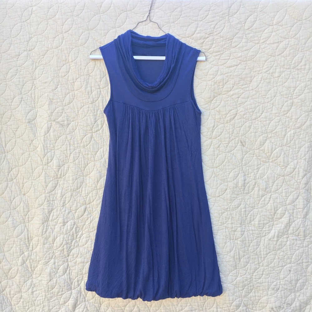 Navy Blue Sleeveless Cowl Dress